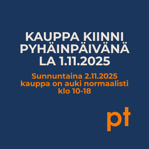 Kauppa kiinni pyhäinpäivänä la 1.11.2025. Sunnuntaina 2.11.2025 kauppa on auki normaalisti 2.11.2025